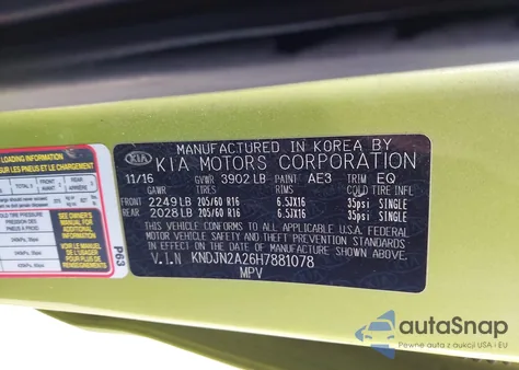 2017 Kia Soul z USA, uszkodzony, nr VIN KNDJN2A26H7881078